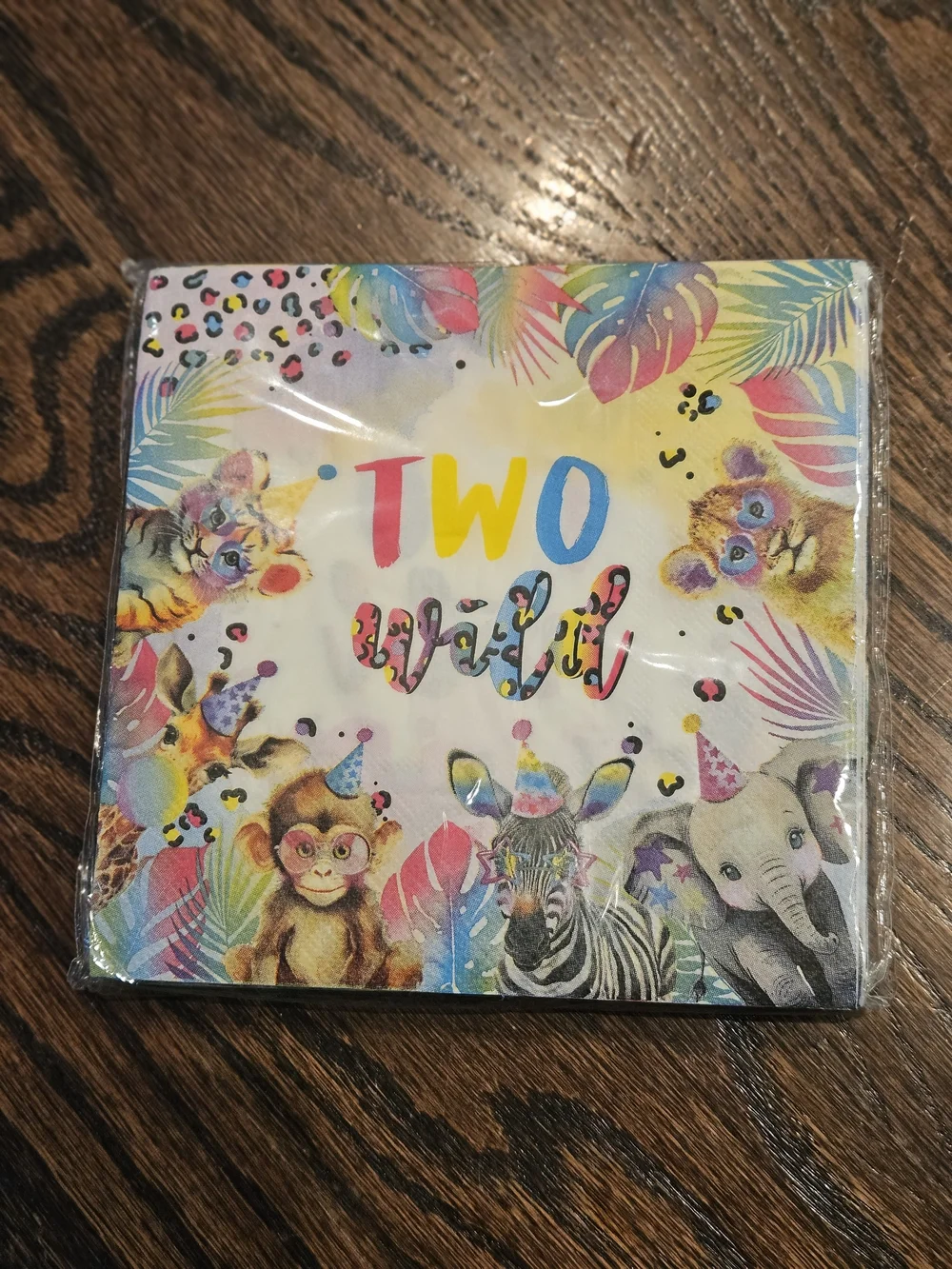 Two Wild Birthday Party Paper Plates, Cups & Napkins - Multicolor